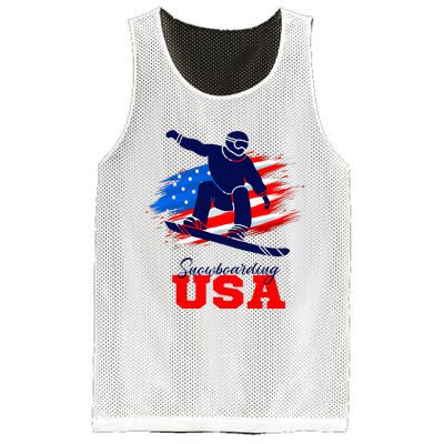 Snowboarding Usa Team American Flag Snowboard Sport Lover Mesh Reversible Basketball Jersey Tank