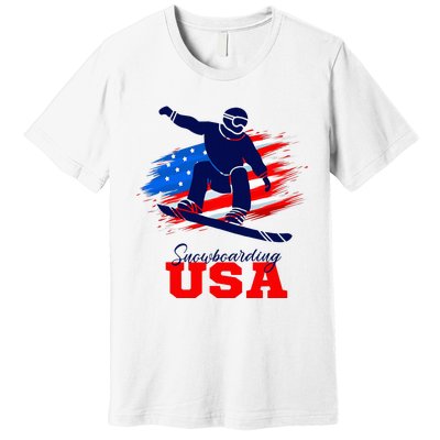 Snowboarding Usa Team American Flag Snowboard Sport Lover Premium T-Shirt