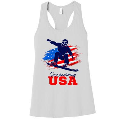 Snowboarding Usa Team American Flag Snowboard Sport Lover Women's Racerback Tank