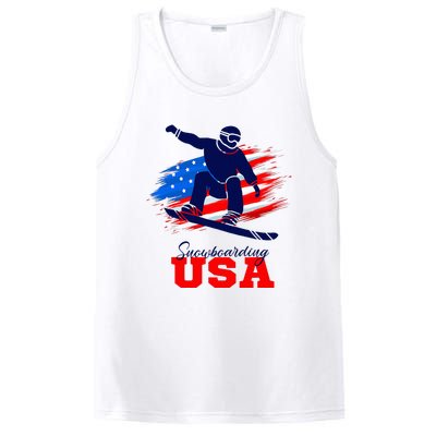 Snowboarding Usa Team American Flag Snowboard Sport Lover PosiCharge Competitor Tank