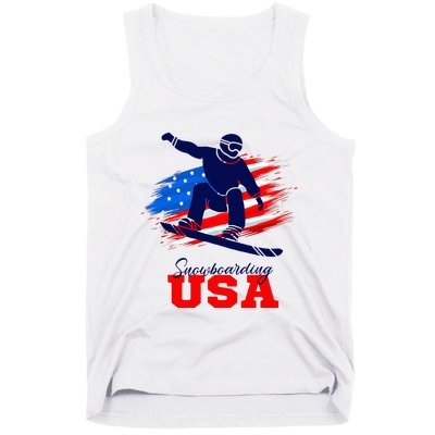 Snowboarding Usa Team American Flag Snowboard Sport Lover Tank Top