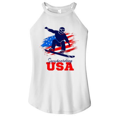 Snowboarding Usa Team American Flag Snowboard Sport Lover Women's Perfect Tri Rocker Tank