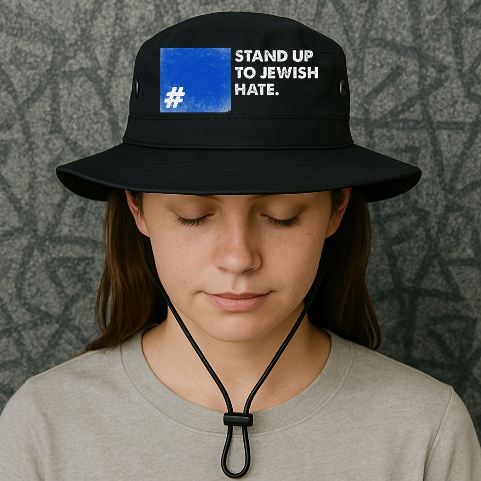 Stand Up To Jewish Hate Blue Square Support Israel  Bucket Hat