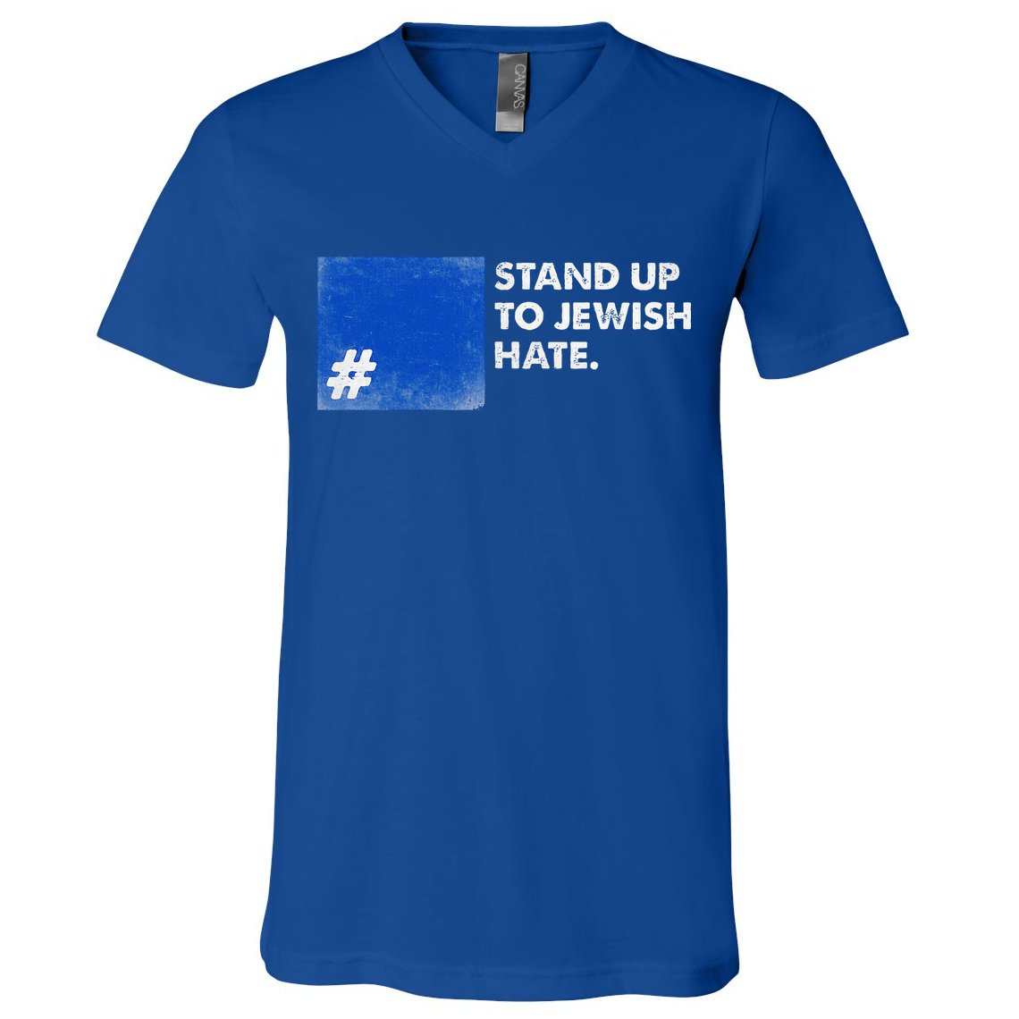 Stand Up To Jewish Hate Blue Square Support Israel  V-Neck T-Shirt
