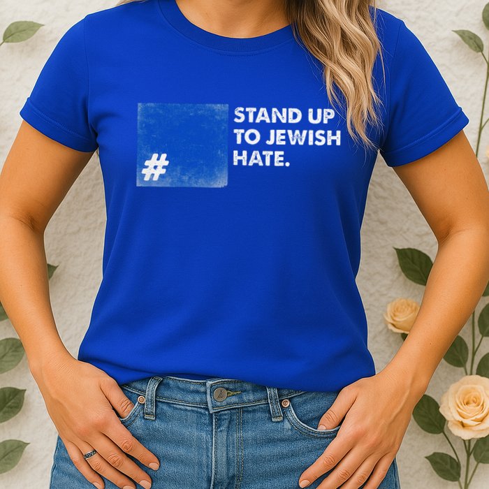 Stand Up To Jewish Hate Blue Square Support Israel  Womens T-Shirt