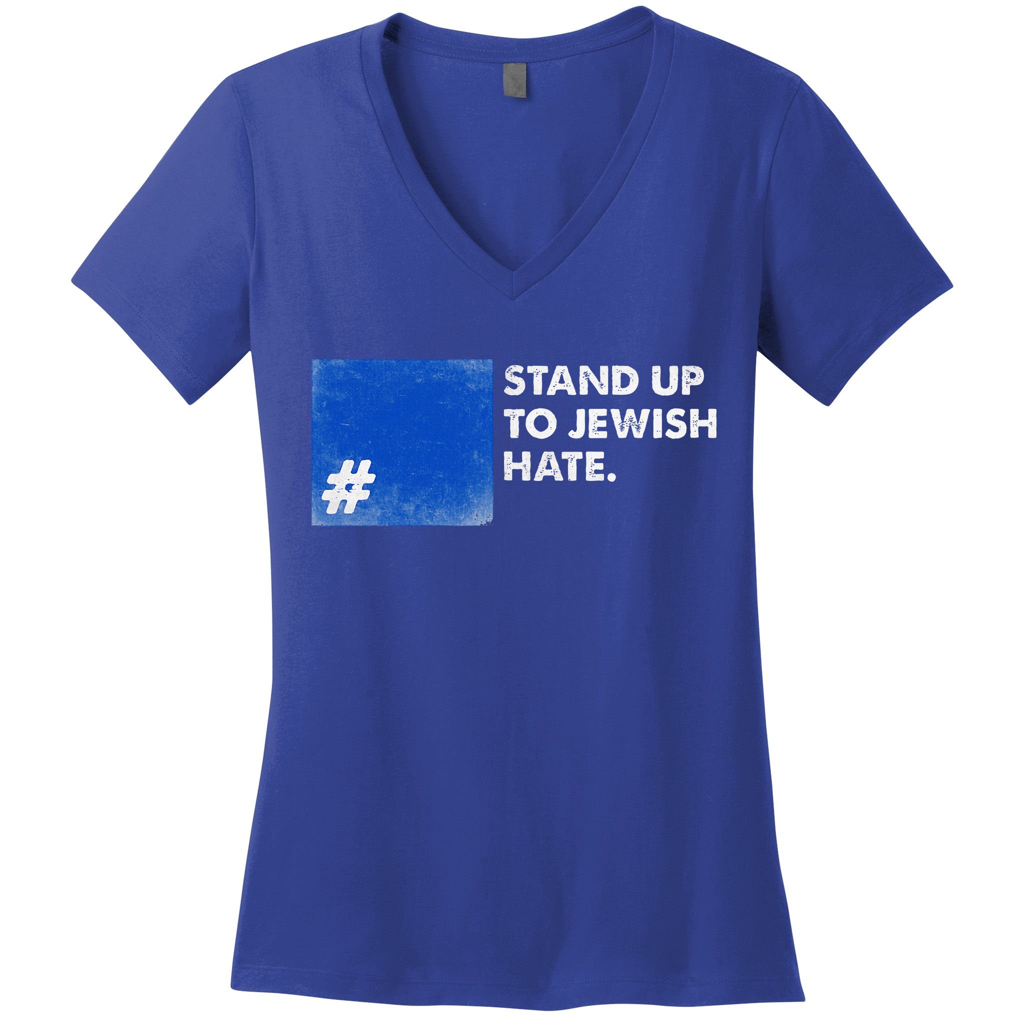 Stand Up To Jewish Hate Blue Square Support Israel  Women's V-Neck T-Shirt