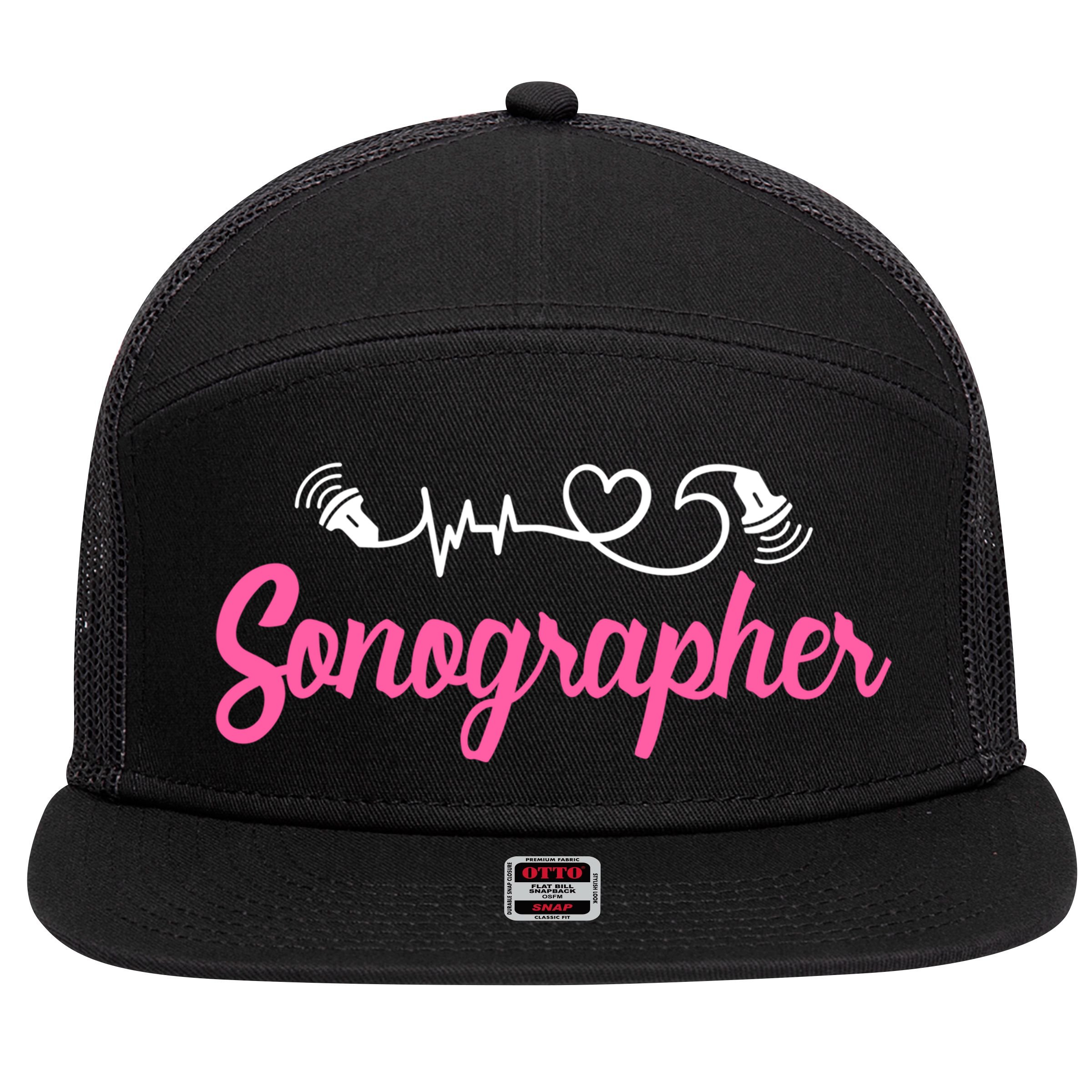 Sonographer Ultrasound Tech Sonography Technician Novelty Gift 7 Panel Mesh Trucker Snapback Hat