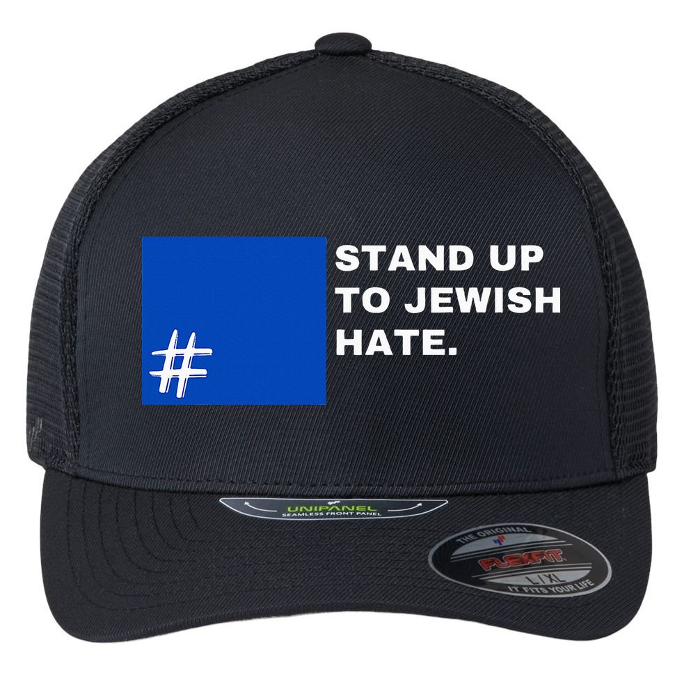 Stand Up To Jewish Hate Blue Square Support Israel  Flexfit Unipanel Trucker Cap