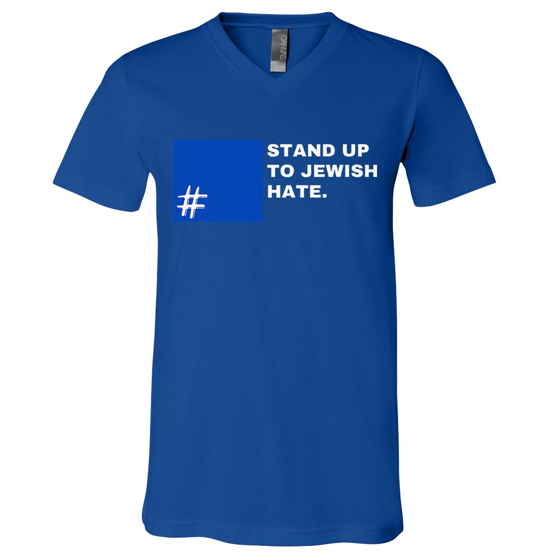 Stand Up To Jewish Hate Blue Square Support Israel  V-Neck T-Shirt