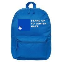 Stand Up To Jewish Hate Blue Square Support Israel  16 in Basic Backpack