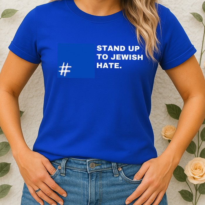 Stand Up To Jewish Hate Blue Square Support Israel  Womens T-Shirt