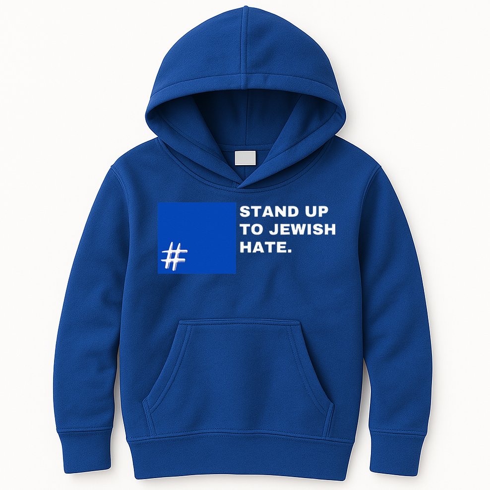 Stand Up To Jewish Hate Blue Square Support Israel  Kids Hoodie
