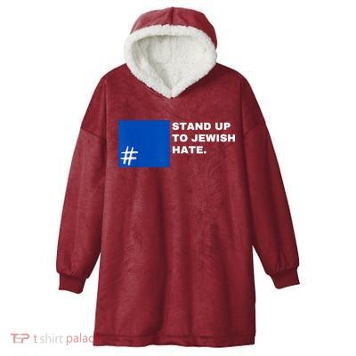 Stand Up To Jewish Hate Blue Square Support Israel Hooded Wearable Blanket