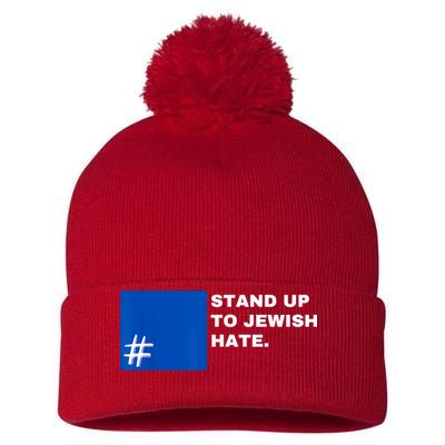 Stand Up To Jewish Hate Blue Square Support Israel Pom Pom 12in Knit Beanie
