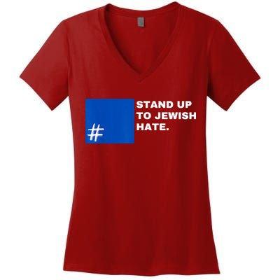 Stand Up To Jewish Hate Blue Square Support Israel Women's V-Neck T-Shirt