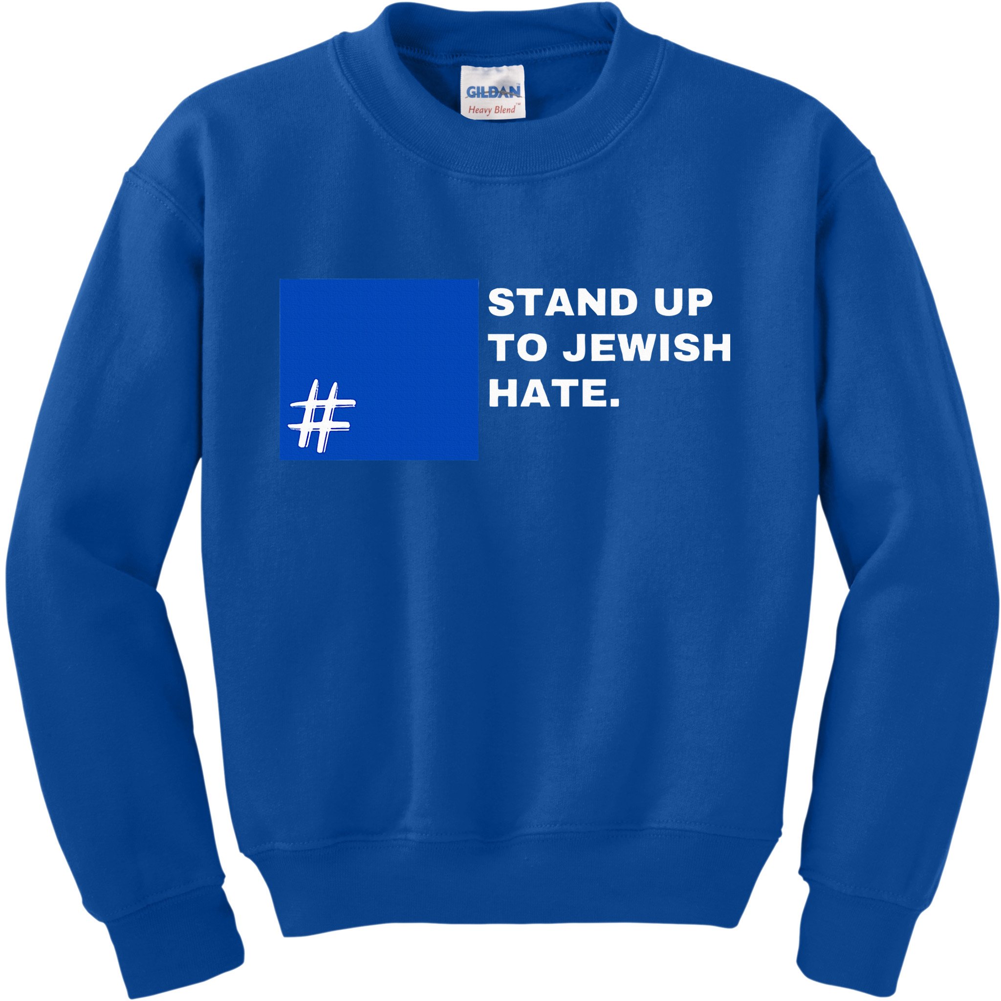 Stand Up To Jewish Hate Blue Square Support Israel   Kids Sweatshirt