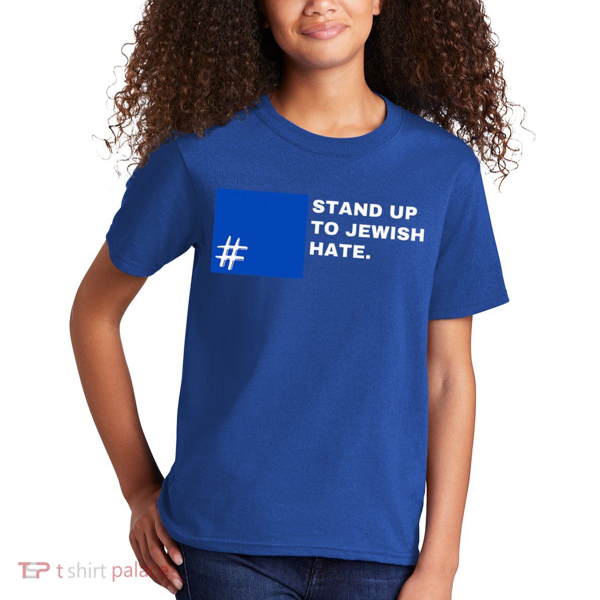 Stand Up To Jewish Hate Blue Square Support Israel   Kids T-Shirt