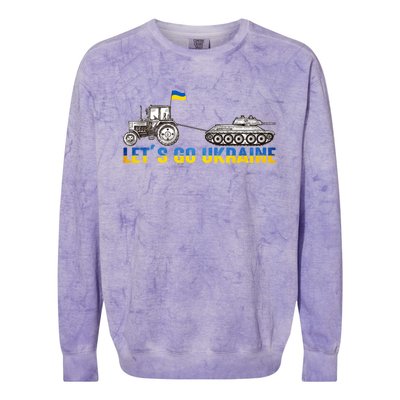 Support Ukraine Ukrainian Farmer Tractor Tank Let Go Ukraine Gift Colorblast Crewneck Sweatshirt