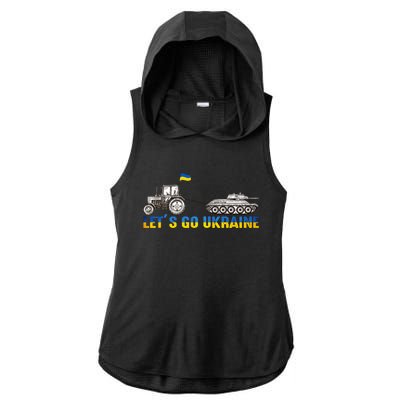 Support Ukraine Ukrainian Farmer Tractor Tank Let Go Ukraine Gift Ladies PosiCharge Tri-Blend Wicking Draft Hoodie Tank