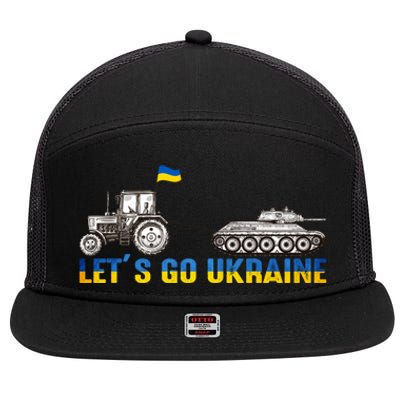 Support Ukraine Ukrainian Farmer Tractor Tank Let Go Ukraine Gift 7 Panel Mesh Trucker Snapback Hat