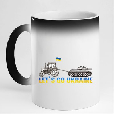 Support Ukraine Ukrainian Farmer Tractor Tank Let Go Ukraine Gift 11oz Black Color Changing Mug