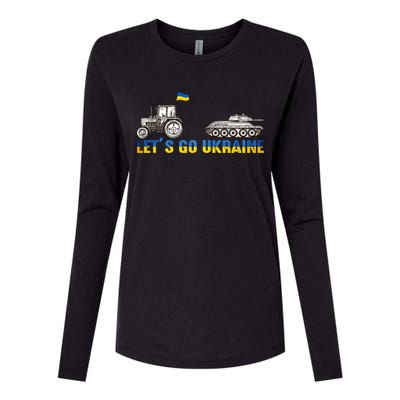 Support Ukraine Ukrainian Farmer Tractor Tank Let Go Ukraine Gift Womens Cotton Relaxed Long Sleeve T-Shirt