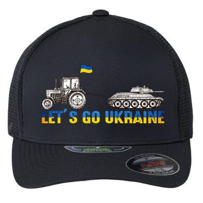 Support Ukraine Ukrainian Farmer Tractor Tank Let Go Ukraine Gift Flexfit Unipanel Trucker Cap