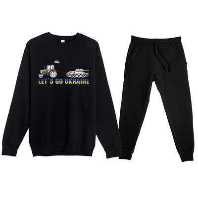 Support Ukraine Ukrainian Farmer Tractor Tank Let Go Ukraine Gift Premium Crewneck Sweatsuit Set