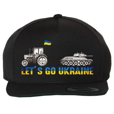 Support Ukraine Ukrainian Farmer Tractor Tank Let Go Ukraine Gift Wool Snapback Cap