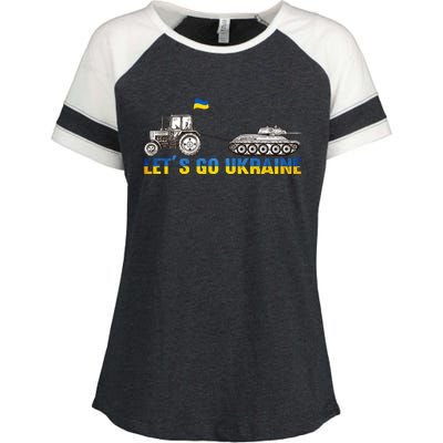 Support Ukraine Ukrainian Farmer Tractor Tank Let Go Ukraine Gift Enza Ladies Jersey Colorblock Tee