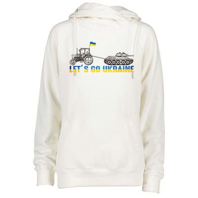 Support Ukraine Ukrainian Farmer Tractor Tank Let Go Ukraine Gift Womens Funnel Neck Pullover Hood