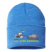 Support Ukraine Ukrainian Farmer Tractor Tank Let Go Ukraine Gift Sustainable Knit Beanie