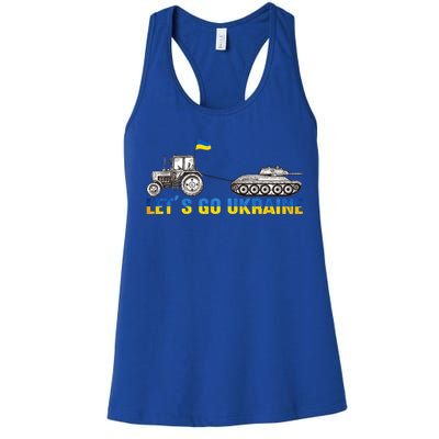 Support Ukraine Ukrainian Farmer Tractor Tank Let Go Ukraine Gift Women's Racerback Tank