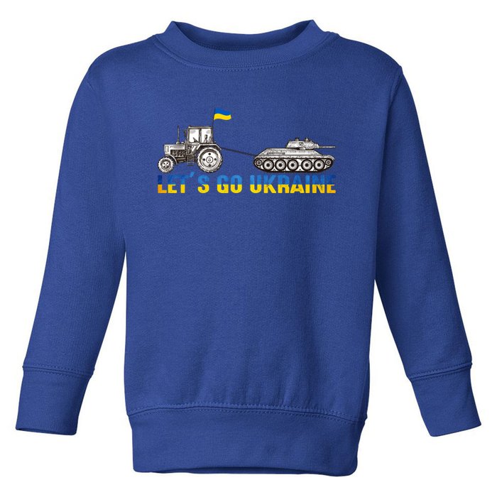 Support Ukraine Ukrainian Farmer Tractor Tank Let Go Ukraine Gift Toddler Sweatshirt