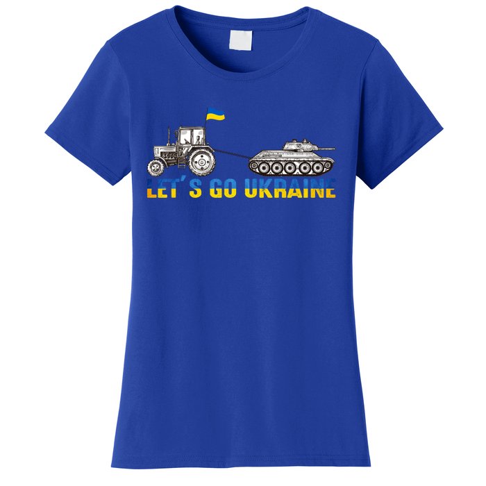 Support Ukraine Ukrainian Farmer Tractor Tank Let Go Ukraine Gift Women's T-Shirt