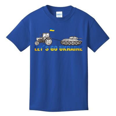 Support Ukraine Ukrainian Farmer Tractor Tank Let Go Ukraine Gift Kids T-Shirt