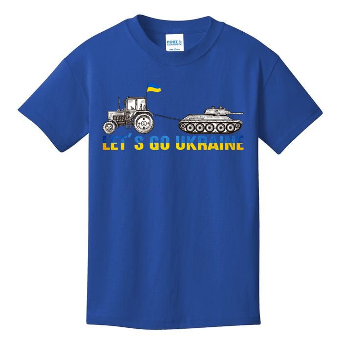 Support Ukraine Ukrainian Farmer Tractor Tank Let Go Ukraine Gift Kids T-Shirt