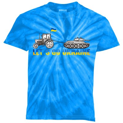 Support Ukraine Ukrainian Farmer Tractor Tank Let Go Ukraine Gift Kids Tie-Dye T-Shirt