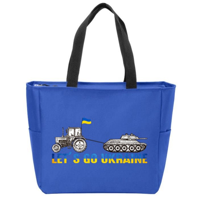 Support Ukraine Ukrainian Farmer Tractor Tank Let Go Ukraine Gift Zip Tote Bag