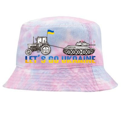 Support Ukraine Ukrainian Farmer Tractor Tank Let Go Ukraine Gift Tie-Dyed Bucket Hat