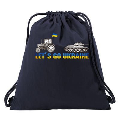 Support Ukraine Ukrainian Farmer Tractor Tank Let Go Ukraine Gift Drawstring Bag