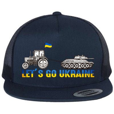 Support Ukraine Ukrainian Farmer Tractor Tank Let Go Ukraine Gift Flat Bill Trucker Hat