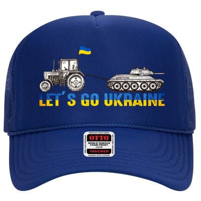 Support Ukraine Ukrainian Farmer Tractor Tank Let Go Ukraine Gift High Crown Mesh Back Trucker Hat