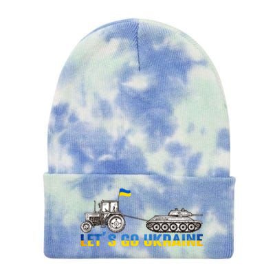 Support Ukraine Ukrainian Farmer Tractor Tank Let Go Ukraine Gift Tie Dye 12in Knit Beanie