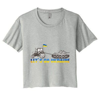 Support Ukraine Ukrainian Farmer Tractor Tank Let Go Ukraine Gift Women's Crop Top Tee