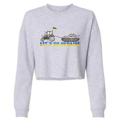 Support Ukraine Ukrainian Farmer Tractor Tank Let Go Ukraine Gift Cropped Pullover Crew