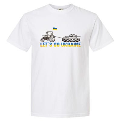 Support Ukraine Ukrainian Farmer Tractor Tank Let Go Ukraine Gift Garment-Dyed Heavyweight T-Shirt