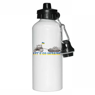 Support Ukraine Ukrainian Farmer Tractor Tank Let Go Ukraine Gift Aluminum Water Bottle