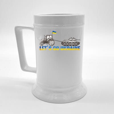 Support Ukraine Ukrainian Farmer Tractor Tank Let Go Ukraine Gift Beer Stein