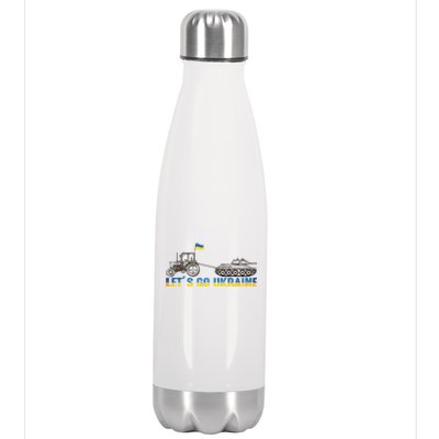 Support Ukraine Ukrainian Farmer Tractor Tank Let Go Ukraine Gift Stainless Steel Insulated Water Bottle